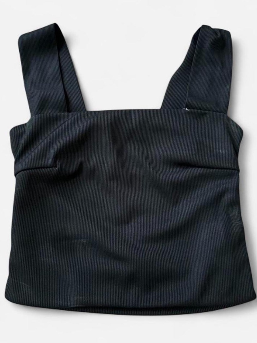 Black Ribbed Crop Tank - Picture 2 of 3